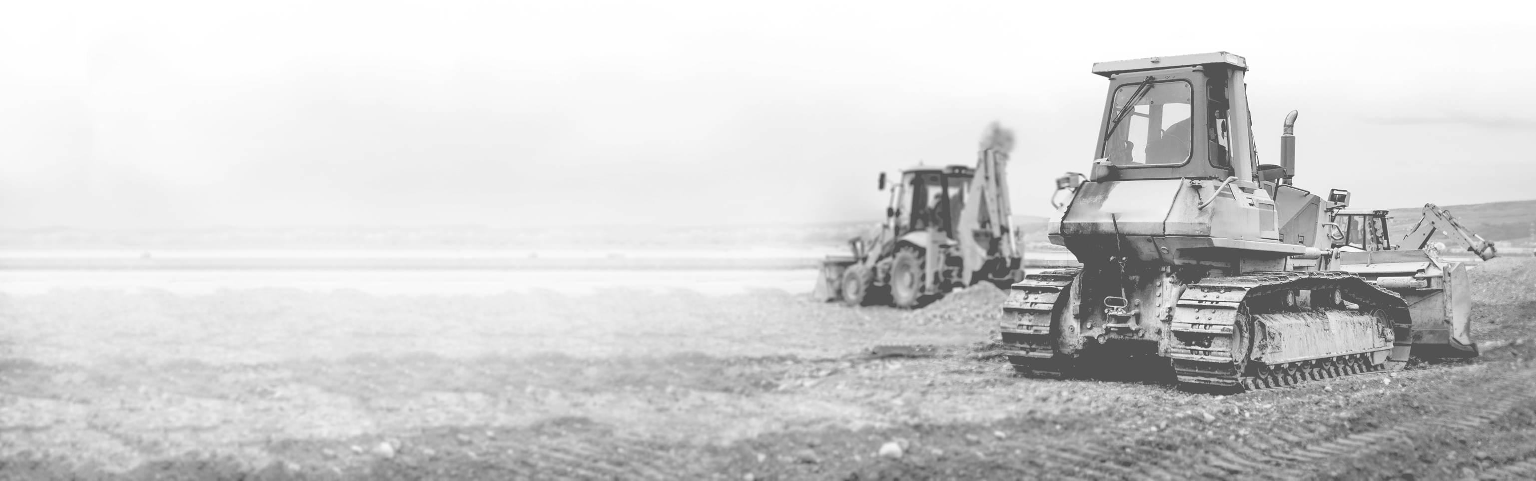 Industrial motor grader and backhoe excavator